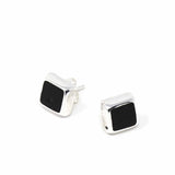 UPA Misc Sterling Silver Earrings, Sterling Silver Black Square