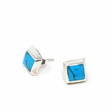 UPA Misc Sterling Silver Earrings, Sterling Turquoise Black Square