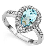 Pear Shaped Swiss Blue Topaz and Diamond Ring in 925 Silver, Lovely - 6