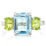 Swiss Baby Blue Topaz & 2ct Peridot Sterling Silver Ring - 6