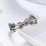 Wostu Ali Express Fine Fashion Jewelry Ring 6 / Yellow Daisy Freeform Rings Very Unique!  Sterling Silver with Cubic Zirconia